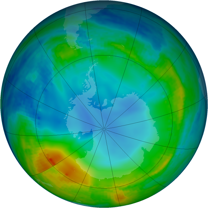 Antarctic ozone map for 01 June 2001